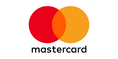 Master card logo and write mastercard in black
