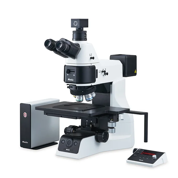 Advanced laboratory microscope with digital controls for precision scientific research and analysis.